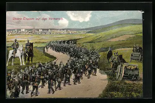 AK Deutsche Infanterie auf dem Vormarsch