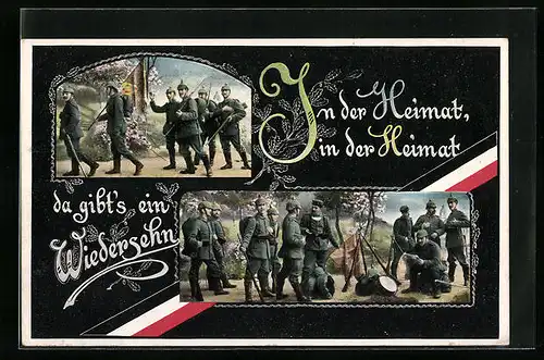 AK Deutsche Infanteristen auf dem Marsch und bei der Rast
