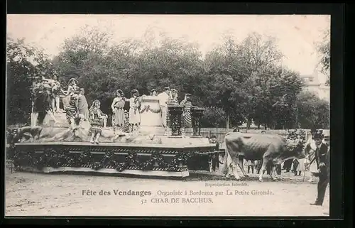 AK Bordeaux, Fete des Vendanges, Char de Bacchus