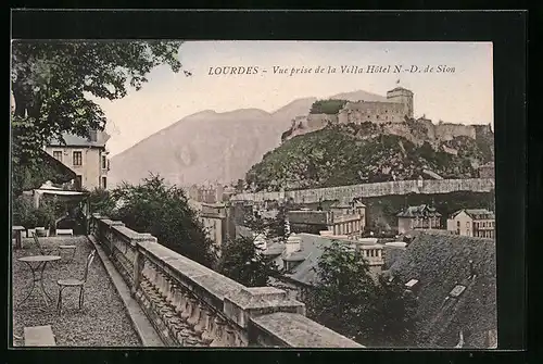 AK Lourdes, Vue prise de la Villa Hotel N.-D. de Sion