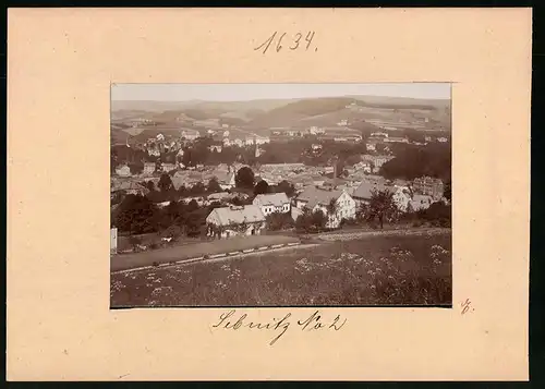Fotografie Brück & Sohn Meissen, Ansicht Sebnitz, Blick auf die Stadt mit Wohnhäusern