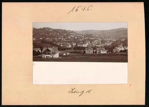 Fotografie Brück & Sohn Meissen, Ansicht Sebnitz, Blick nach der Stadt vom Bahnhof aus gesehen