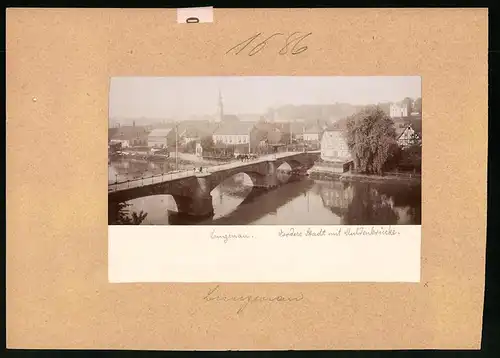 Fotografie Brück & Sohn Meissen, Ansicht Lunzenau, Blick auf die Stadt mit der Muldenbrücke