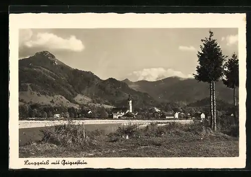 AK Lenggries, Gesamtansicht mit Gebirgswand