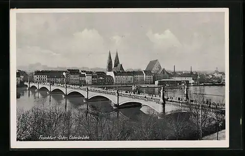 AK Frankfurt / Oder, Stadt mit Oderbrücke