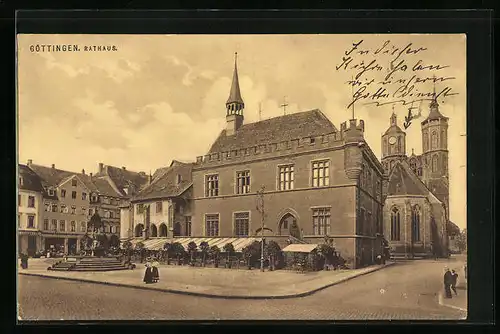 AK Göttingen, Rathaus mit Denkmal