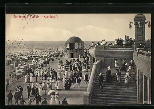 AK Borkum / Nordsee, Wandelhalle mit Kurgästen