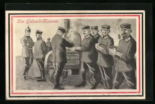 AK Soldaten warten an der Gulasch-Kanone