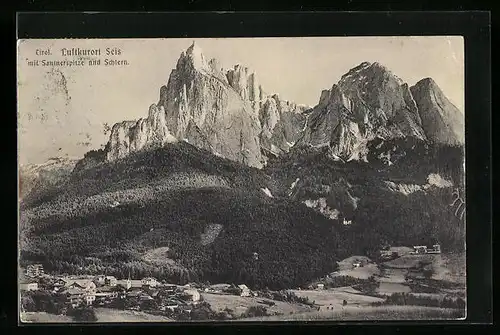 AK Seis am Schlern, Teilansicht mit Santnerspitze und Schlern