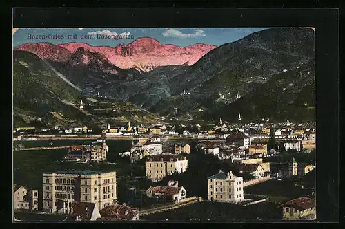 AK Bozen-Gries, Teilansicht mit Rosengarten