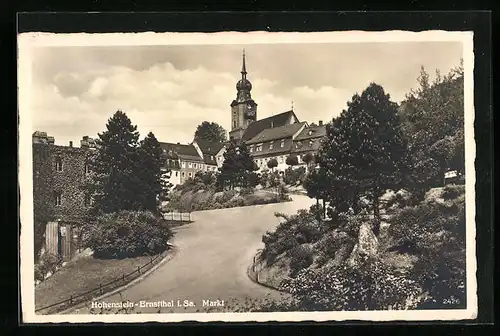 AK Hohenstein-Ernstthal, Markt mit Kirche