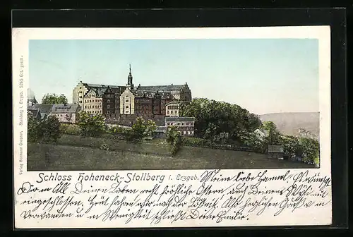 Goldfenster-AK Stollberg i. Erzgeb., Schloss Hoheneck