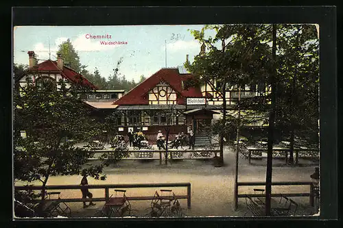 AK Chemnitz, Gasthaus Waldschänke - Gartenansicht