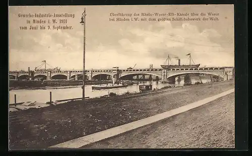 AK Minden i. W., Kanal-Überführung mit Schiffshebewerk