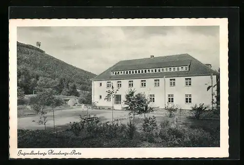 AK Minden i. W., Jugendherberge Hausberge-Porta mit Umgebung
