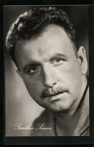 AK Schauspieler Günther Simon mit Schnauzbart