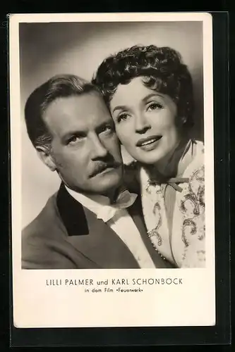 AK Schauspieler Lilli Palmer und Karl Schönböck in dem Film Feuerwerk
