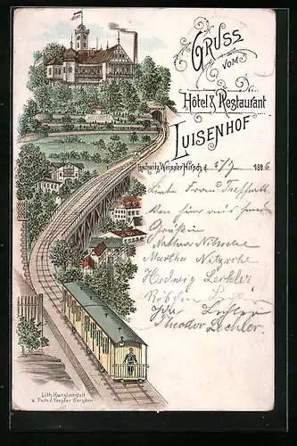 Lithographie Loschwitz-Weisser Hirsch, Hotel & Restaurant Luisenhof