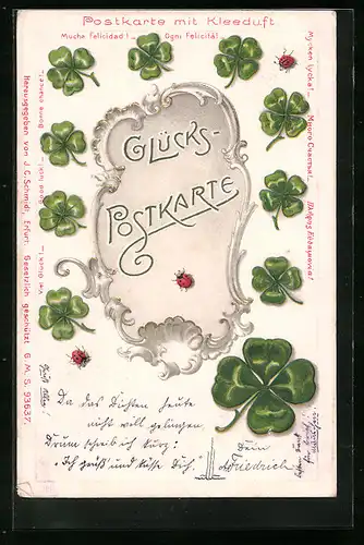 Duft-AK Kleeblätter und Marienkäfer