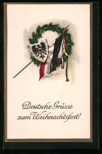 AK Weihnachtsgrüsse mit Reichsflagge