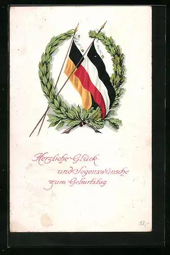 AK Ehrenkranz mit Zweibundfahnen