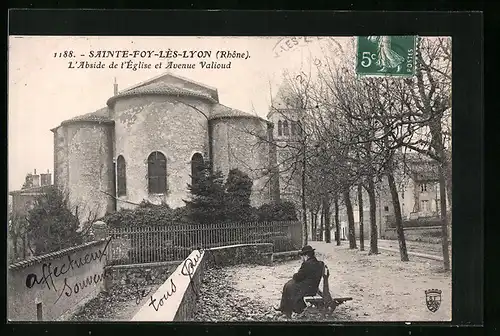 AK Sainte-Foy-lès-Lyon, L`Abside de l`Eglise et Avenue Valioud