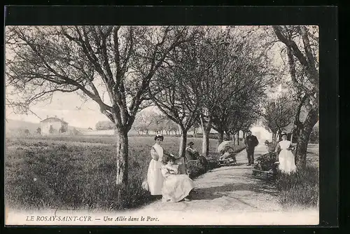 AK Le Rosay-Saint-Cyr, Une Allée dans le Parc