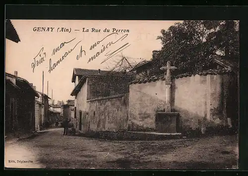 AK Genay, La Rue du Perron, Strassenpartie