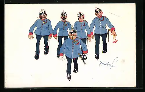 Künstler-AK Fritz Schönpflug: Soldaten in Uniform