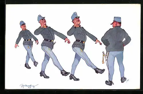 Künstler-AK Fritz Schönpflug: Soldaten machen Meldung