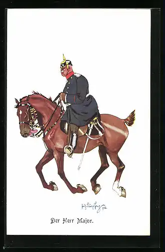 Künstler-AK Fritz Schönpflug: Der Herr Major zu Pferde