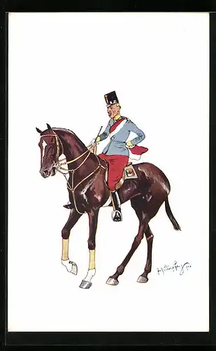 Künstler-AK Fritz Schönpflug: Soldat in Uniform zu Pferde
