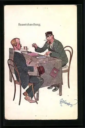 Künstler-AK Fritz Schönpflug: Beamtshandlung