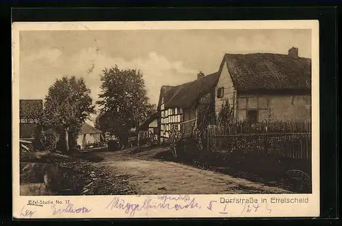 AK Ettelscheid, Dorfstrasse mit Fachwerkhaus