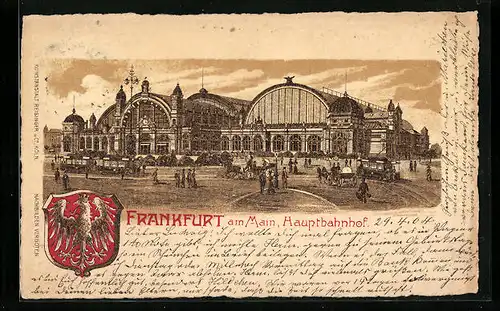 Lithographie Frankfurt am Main, Hauptbahnhof, Wappen
