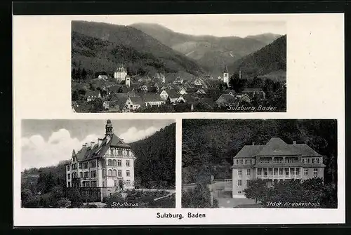 AK Sulzburg i. Baden, Totalansicht mit Schulhaus