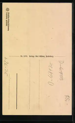 Steindruck-AK Heidelberg, Ortsansicht mit Lobgesang