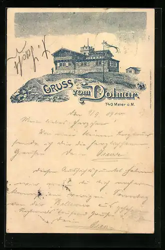 Lithographie Meiningen, Dolmar mit Gasthaus