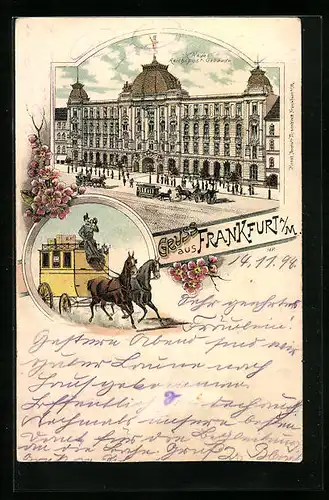 Lithographie Frankfurt a. Main, Neues Reichspost-Gebäude