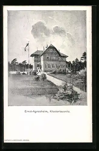 Künstler-AK Klosterlausnitz, Ansicht vom Ernst-Agnesheim