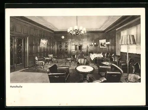 AK Minden i. W., Hotel König von Preussen, Hotelhalle