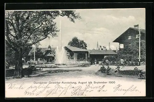 AK Dornbirn, Gewerbe-Ausstellung 1900, Fontäne auf dem Ausstellungsgelände