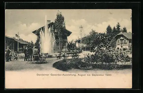 AK Dornbirn, Gewerbe-Ausstellung 1900, Anlagen mit Fontäne