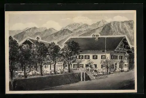 Künstler-AK Kirchdorf a. Inn, Moorbad und Hotel-Pension Hochgarten