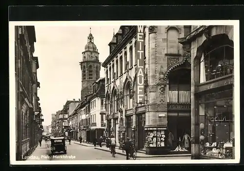 AK Landau /Pfalz, Marktstrasse mit Kaufhaus Weitlauff