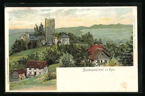 AK Blankenstein a. d. Ruhr, Ortsansicht mit Burg