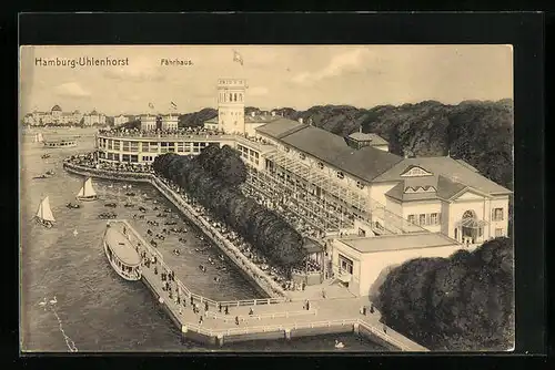 AK Hamburg-Uhlenhorst, Fährhaus mit Booten