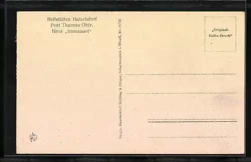 AK Hutschdorf, Totalansicht mit Haus Immanuel aus der Ferne