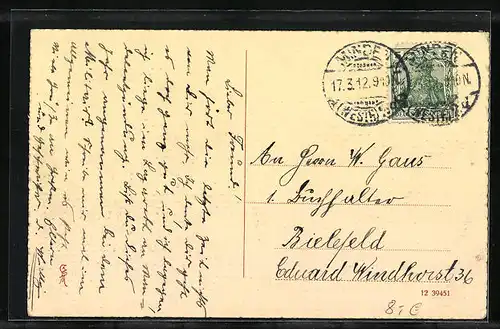 AK Minden i. W., Marktplatz mit Geschäften