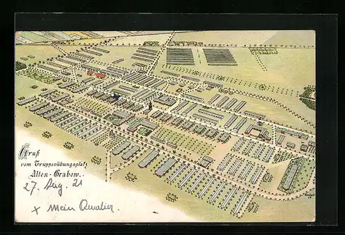 Künstler-AK Alten-Grabow, Truppenübungsplatz